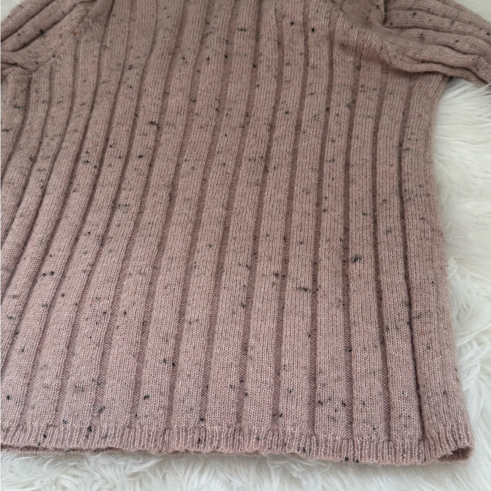 Madewell Speckled Pink Ribbed Turtleneck Sweater